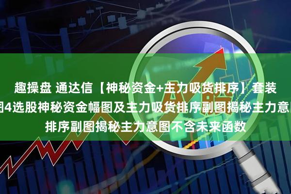 趣操盘 通达信【神秘资金+主力吸货排序】套装指标1主图2幅图4选股神秘资金幅图及主力吸货排序副图揭秘主力意图不含未来函数